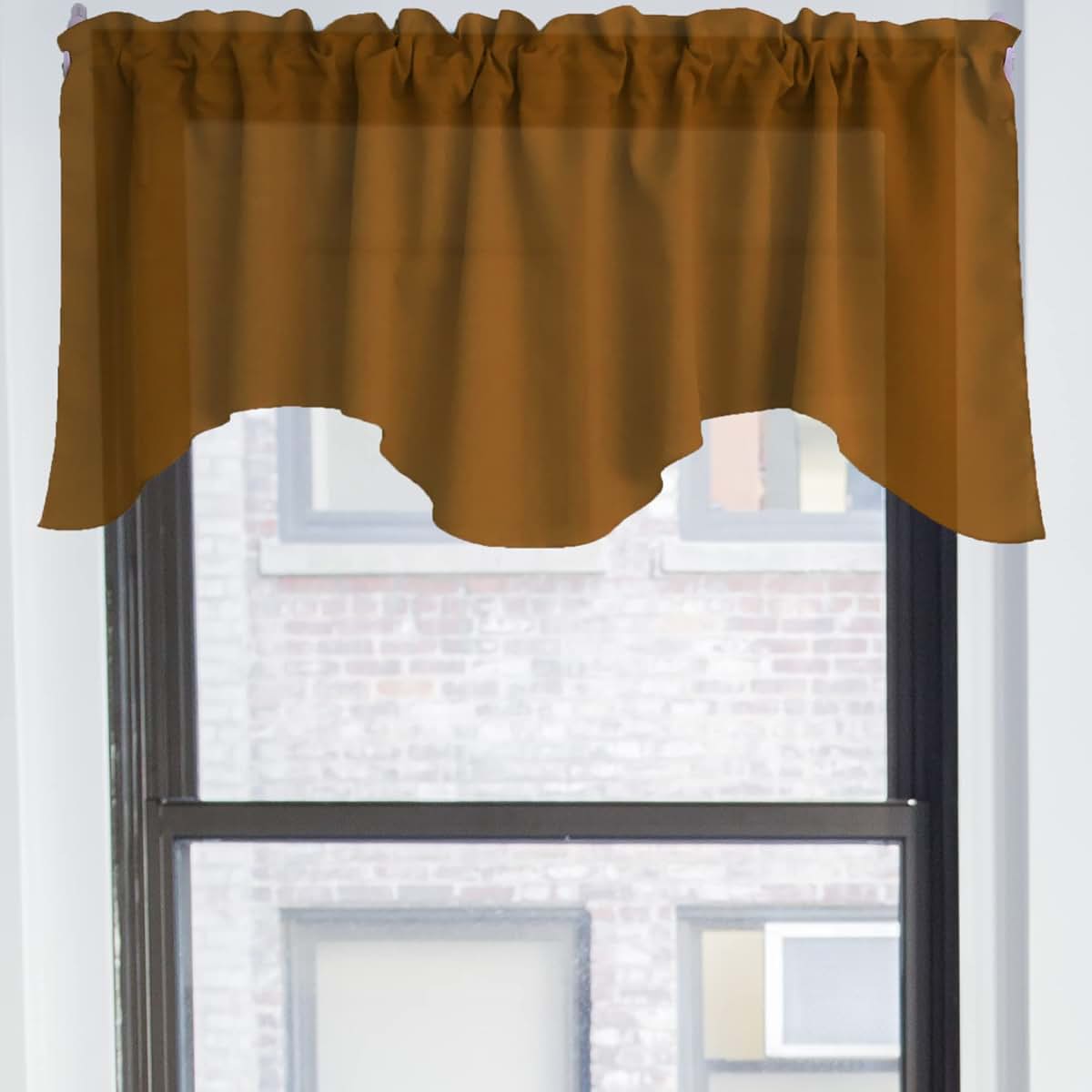 Zen Creative Designs Solid Poplin Scalloped Window Valance Home Décor Bedroom Nursery Kitchen Window (Mustard) (photo 2)
