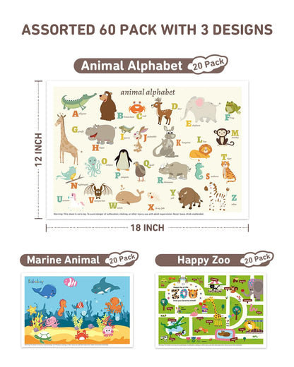 Babebay Disposable Placemats 60 Pack