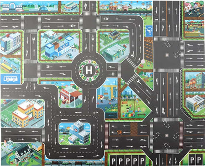 AOLI Kids Floor Play Mat Rug Traffic Road Signs Car Track City Carpet