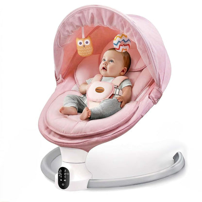 Electric Baby Swing for Infants with Bluetooth App Control and 5-Point Harness, Pink