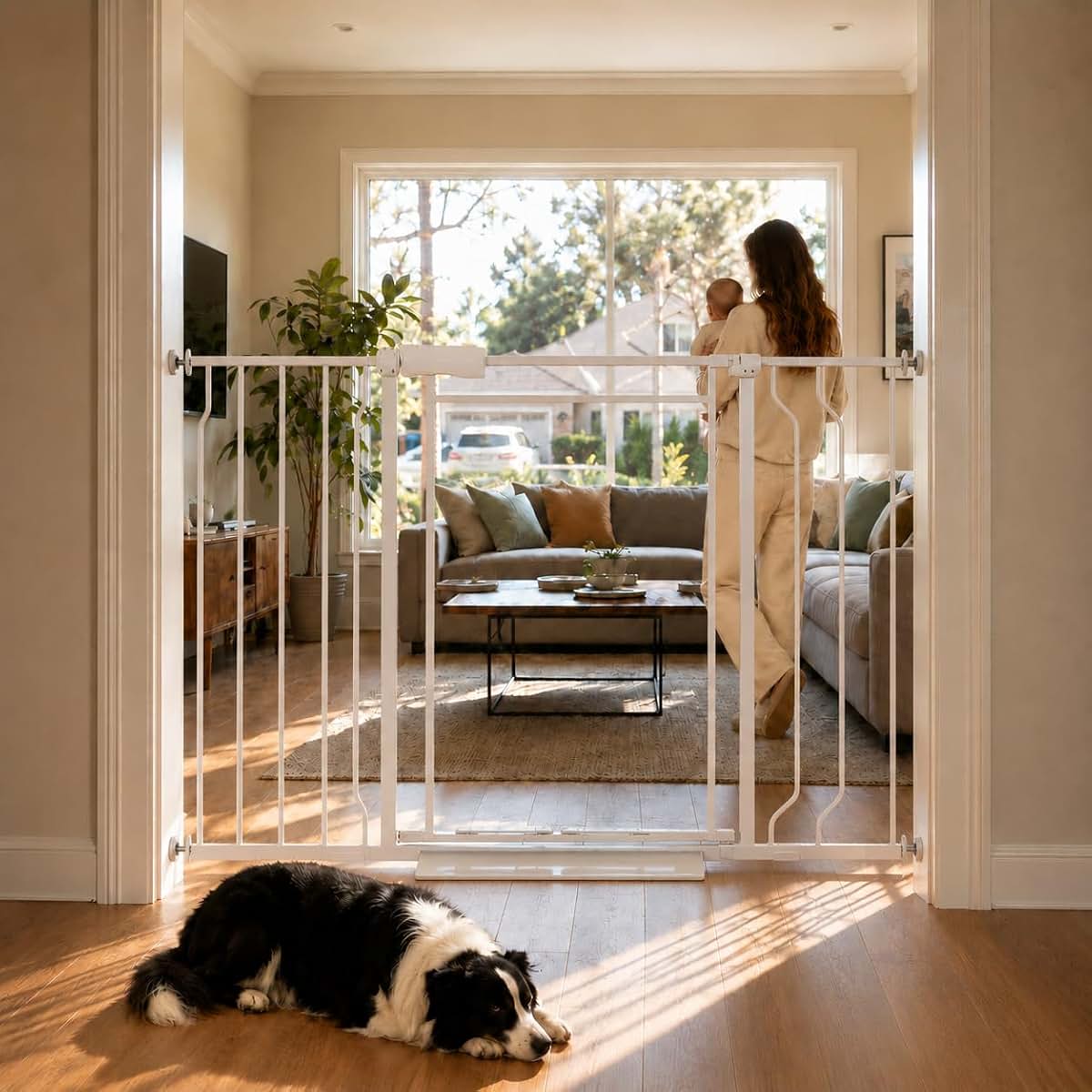 Qonimm Clear Acrylic Extra Wide Baby Gate and Dog Gate, 29.7-57.5 in Wide