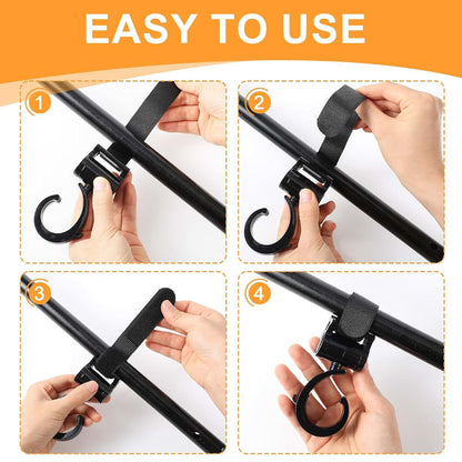 Piriuuo 4 Pcs Walker Hooks Wheelchair Hanging Hooks 360° Rotation Stroller Hooks Stroller Hanger Diaper Bag Hanger (photo 4)