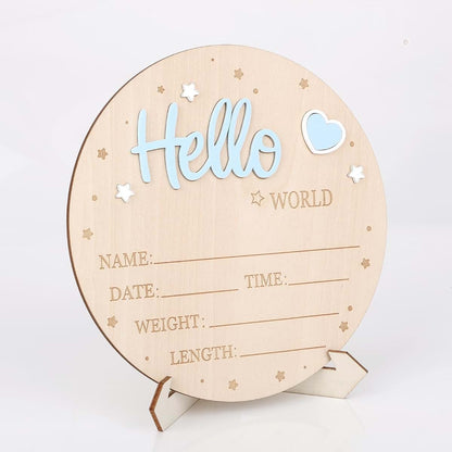 Wooden Baby Announcement Sign Board for Newborn Photo Prop Decor