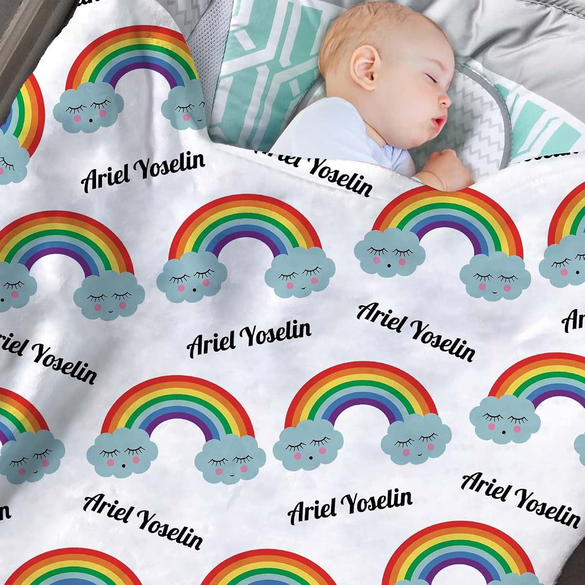 BabyOneStop Personalized Rainbow Baby Blanket With Custom Name