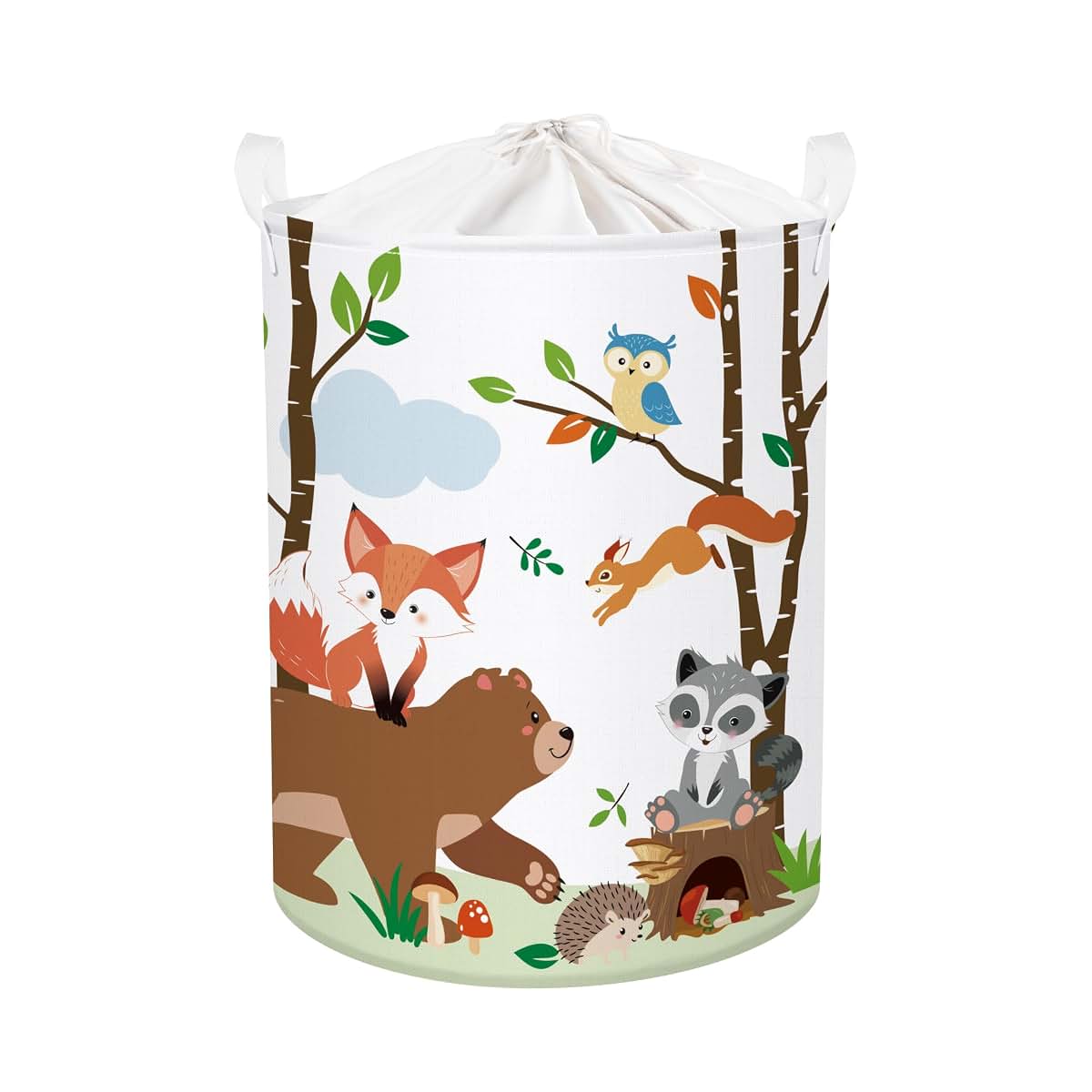 Stars of Dream Woodland Animals Baby Laundry Hamper, 63L Collapsible Basket