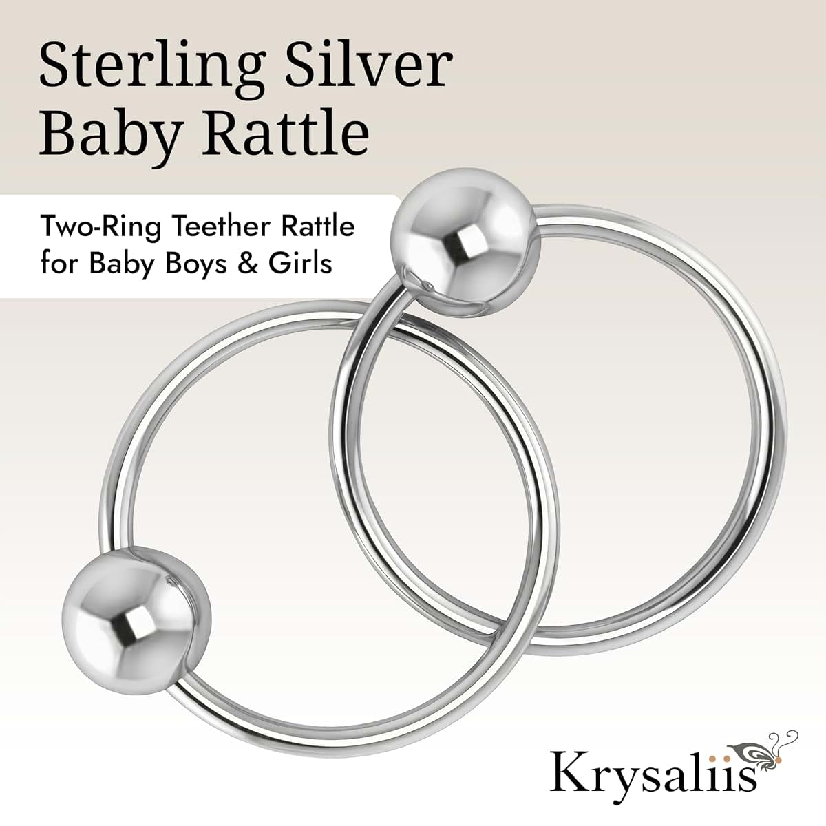 Krysaliis 2 Ring .925 Sterling Silver Teether Rattle Ring (photo 2)