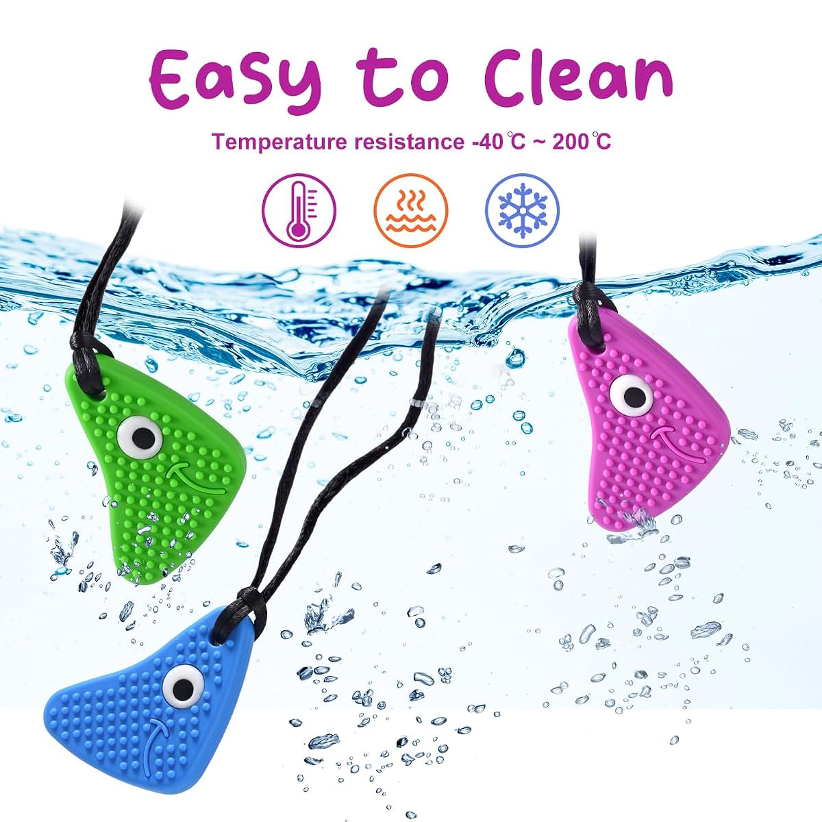 Seeway Shark Tooth Sensory Chew Necklaces, 3 Pack (photo 3)