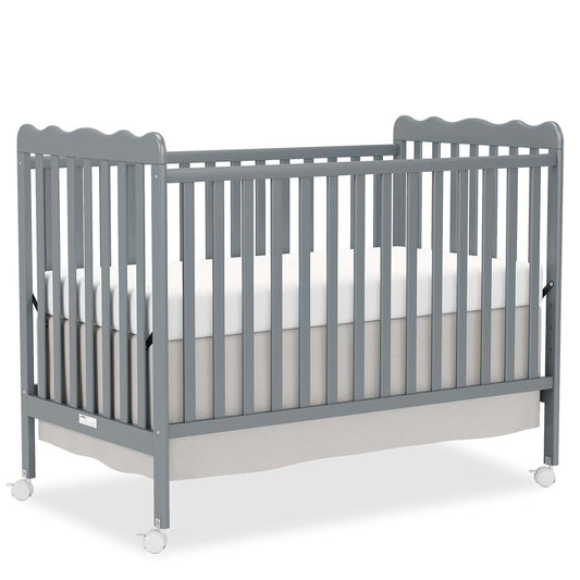 Goldzone 4-in-1 Convertible Wood Baby Crib with Locking Wheels, 3 Heights, New Zealand Pine
