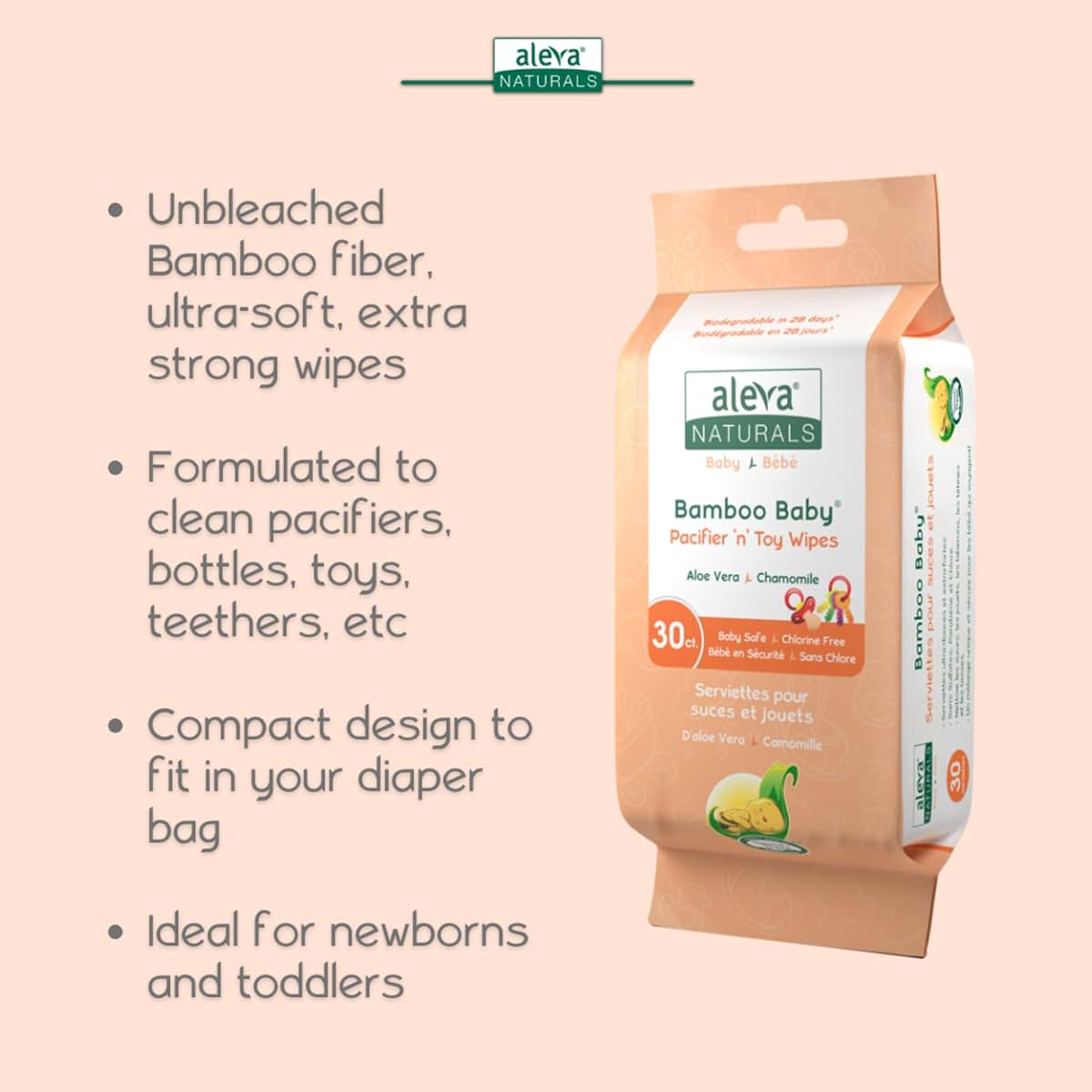 Aleva Naturals Bamboo Baby Pacifier and Toy Wipe (photo 4)