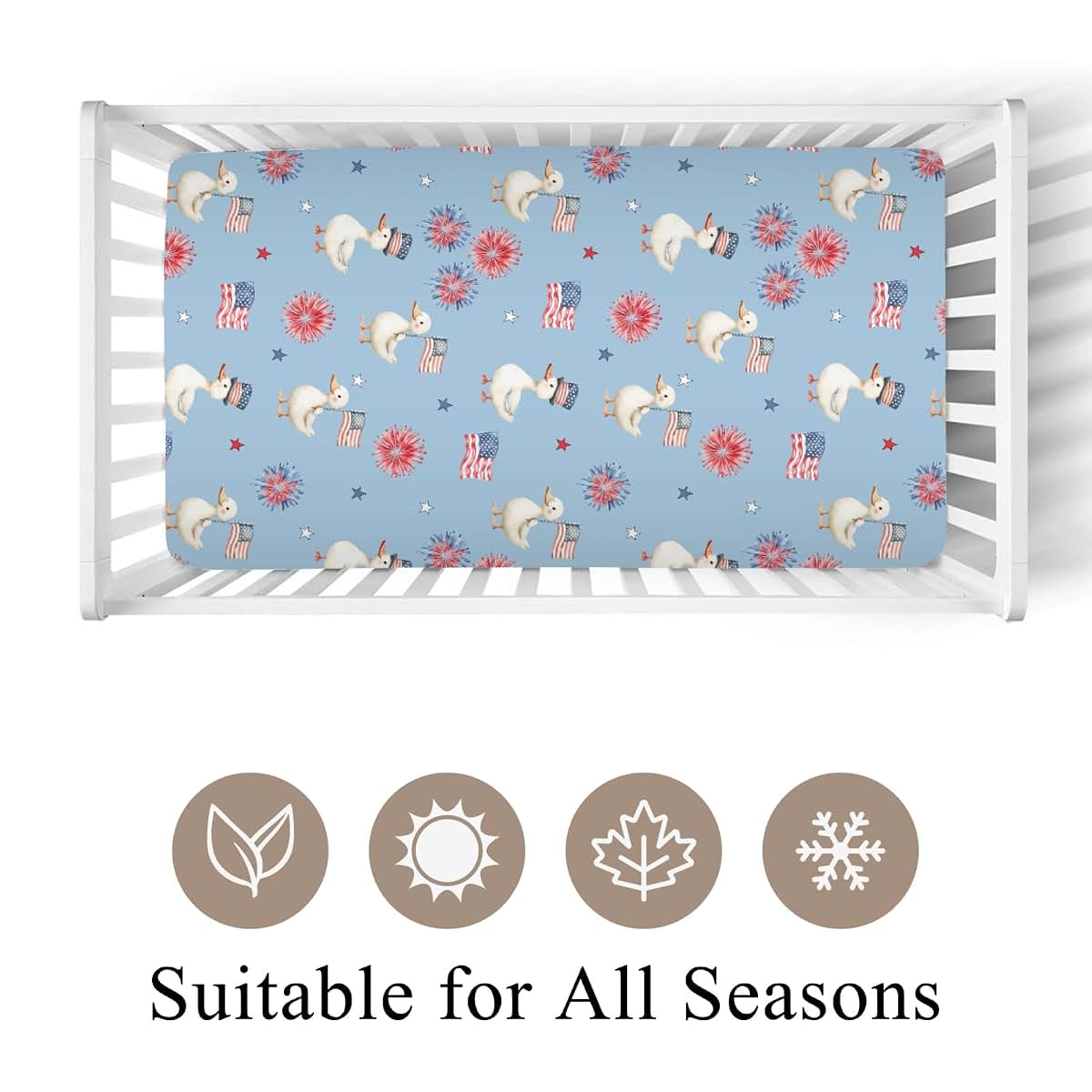 Wicbfdfv Cute American Independence Day Ducks Baby Crib Sheet (photo 2)