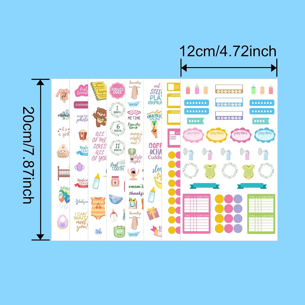 CIEMODA Pregnancy Journal Planner Sticker Pack, 8 Sheets for Scrapbook and Journal