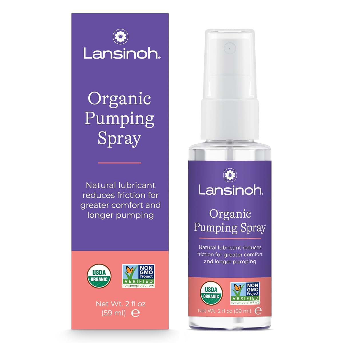Lansinoh Organic Pumping Spray, Lanolin-Free Flange Lubricant, 2 Fl Oz