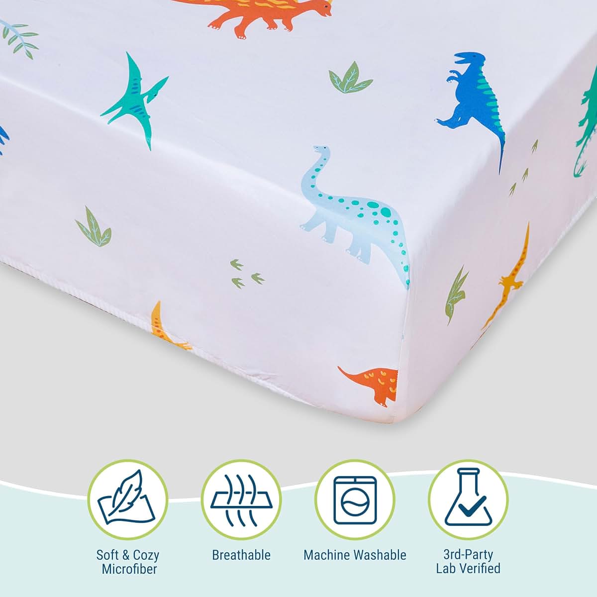 Wildkin Toddler Sheet Set – Jurassic Dinosaurs Microfiber Bedding