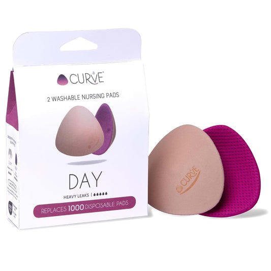 CURVE BY CACHECOEUR Essential Day - 2 Nursing Pads - Ultra Absorbent - Reusable & Washable Breast Pads - Heavy Leaks