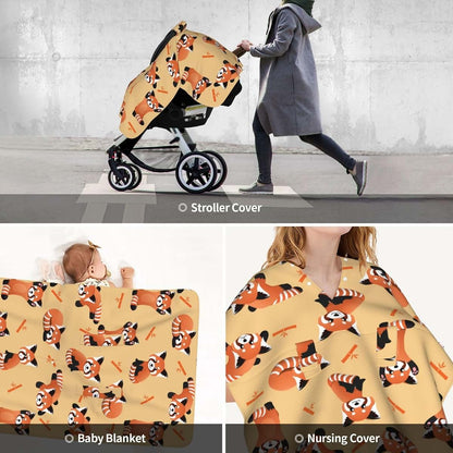 CAYKWVZ Cute Red Panda Bamboo Baby Car Seat Canopy Cover Multi Use Shower Gift, Nursing Cover for Mom Nursing Covers (photo 3)