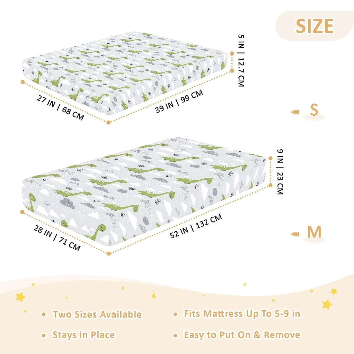 decor gift Dinasaur Brontosaurus Gray Green Baby Crib Sheets for Boys Girls Cotton Baby Playard Sheet Soft Breathable (photo 4)