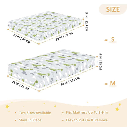 decor gift Dinasaur Brontosaurus Gray Green Baby Crib Sheets for Boys Girls Cotton Baby Playard Sheet Soft Breathable (photo 4)