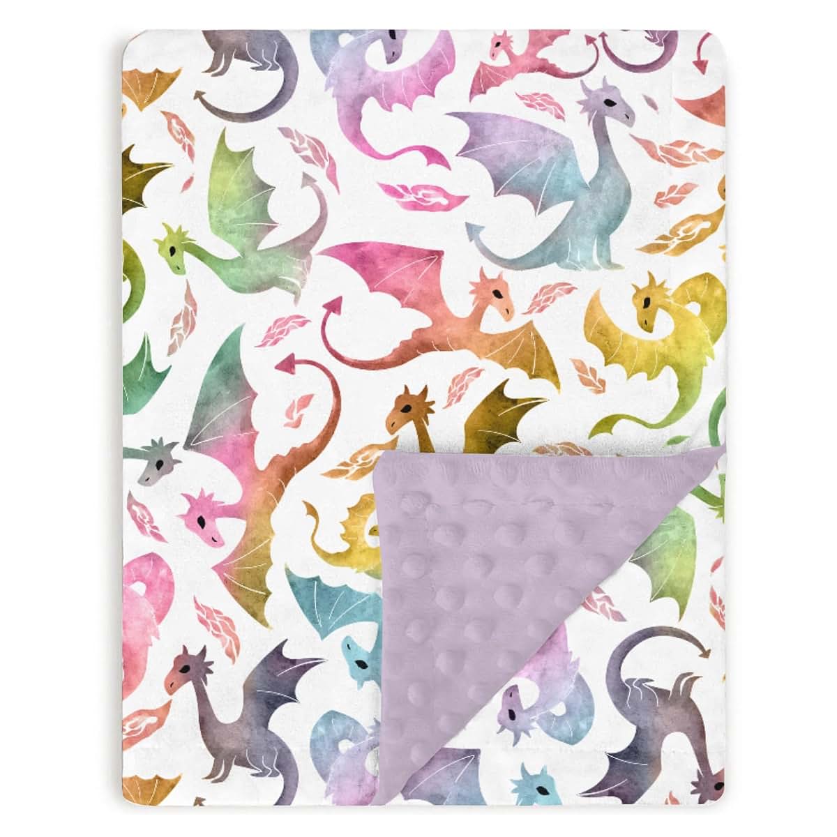 Tewrnvioc Purple Baby Blanket for Girls - Double Layer Minky Fleece Receiving Quilt