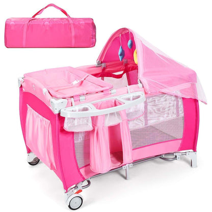 Honey Joy 4-in-1 Portable Baby Playard With Bassinet And Changing Table
