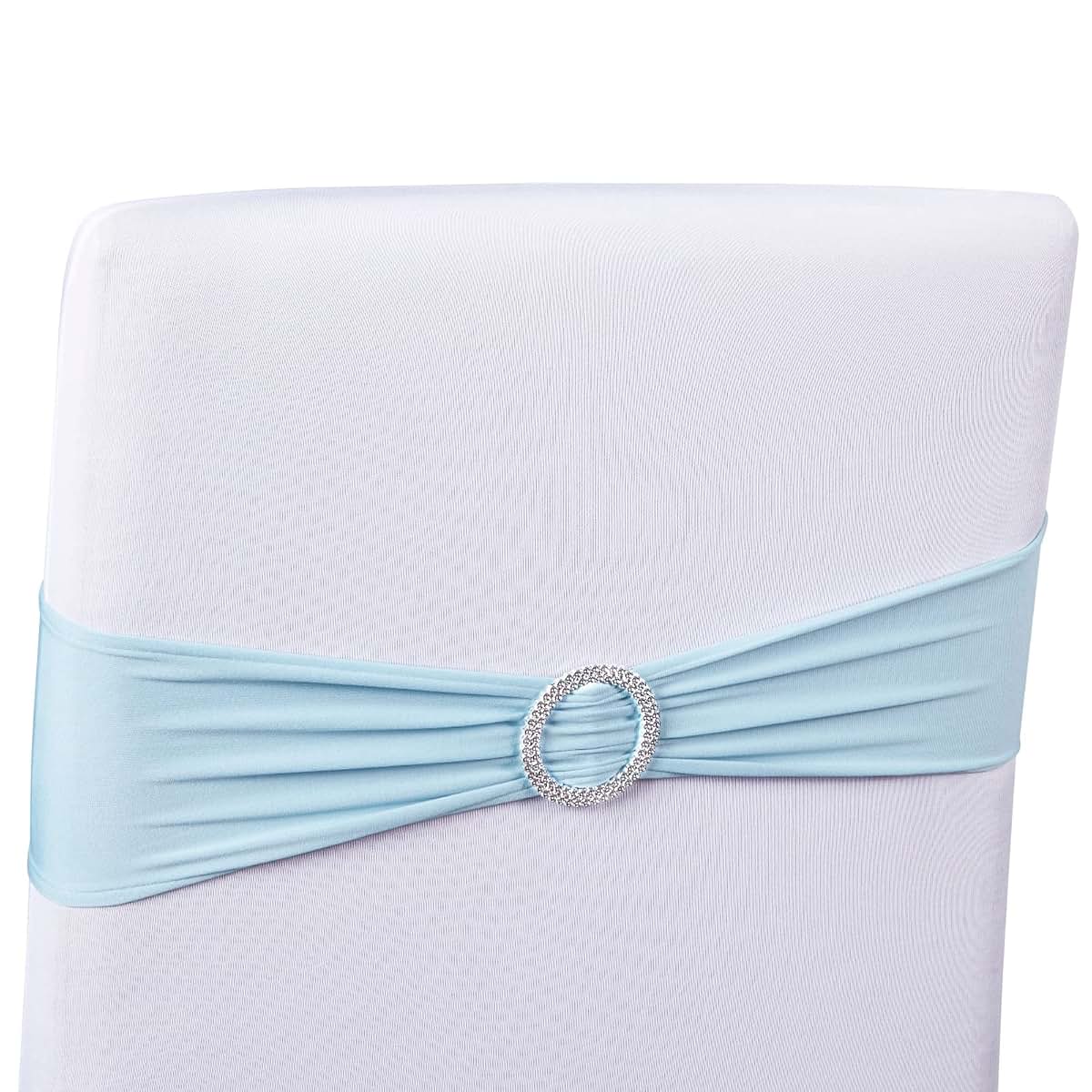 Juvale Light Blue Spandex Chair Sashes for Weddings and Parties