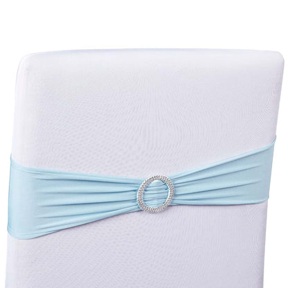 Juvale Light Blue Spandex Chair Sashes for Weddings and Parties