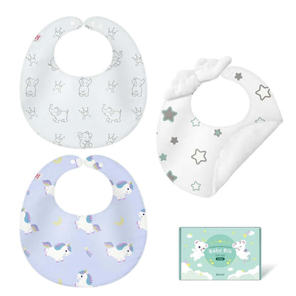 HECCEI 3-Pack Reversible Drool Bibs with 3D Wing