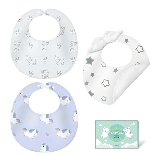 HECCEI 3-Pack Reversible Drool Bibs with 3D Wing