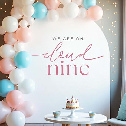 Aoemon On Cloud Nine Pink Baby Shower Wall Decal Peel and Stick