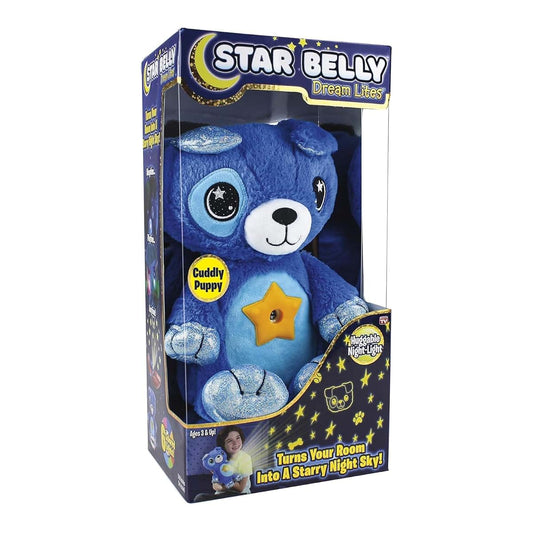 Ontel Star Belly Dream Lites, Stuffed Animal Night Light, Cuddly Blue Puppy - Projects Glowing Stars & Shapes in 6