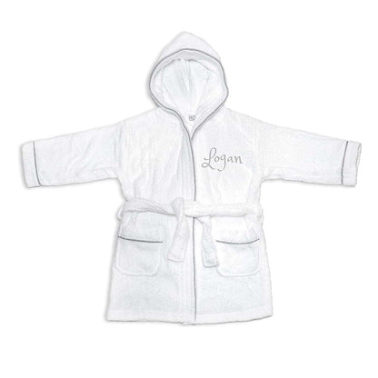 Dream Embroidery PERSONALIZED Baby Bathrobe -Toddler Bath robe Custom Monogram Embroidered Terry Robe (Grey, 6-8 Years)