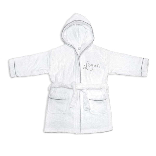 Dream Embroidery PERSONALIZED Baby Bathrobe -Toddler Bath robe Custom Monogram Embroidered Terry Robe (Grey, 6-8 Years)