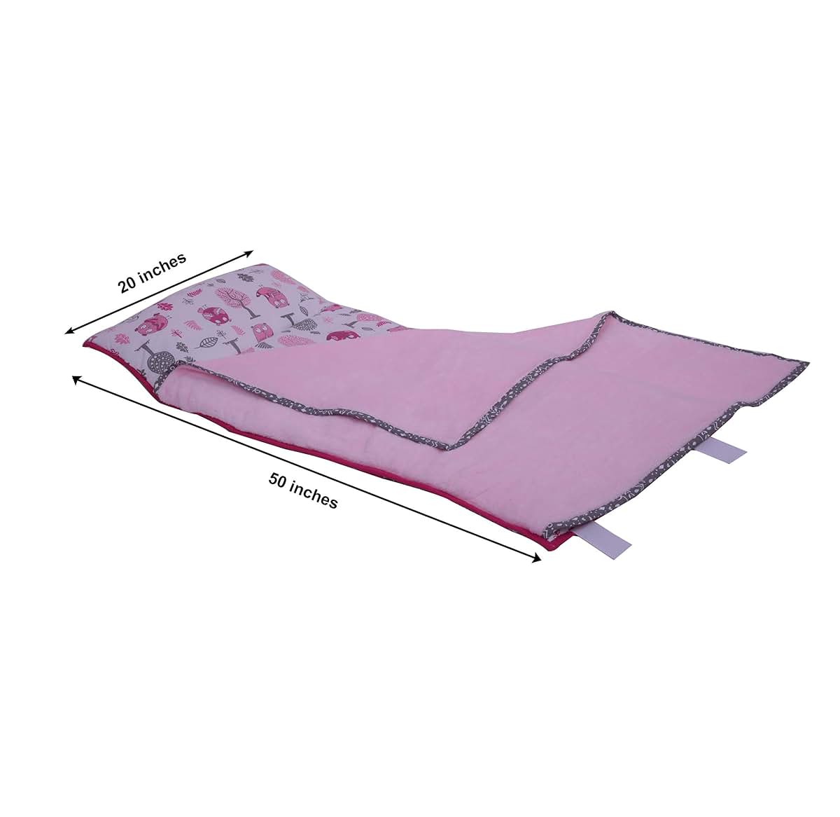 Bacati Owls Girls Cotton Nap Mat, Pink/Grey