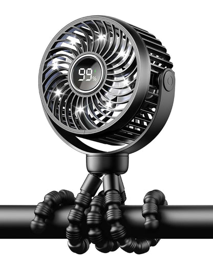 Bearwind Mini Portable Stroller Fan With 360° Rotation And LED Light
