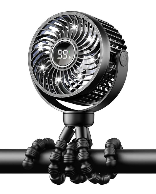 Bearwind Mini Portable Stroller Fan With 360° Rotation And LED Light