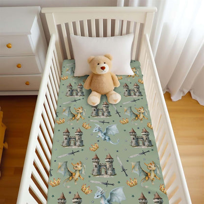 Wicbfdfv Fairytale Dragon Castle Fitted Baby Crib Sheet (photo 4)