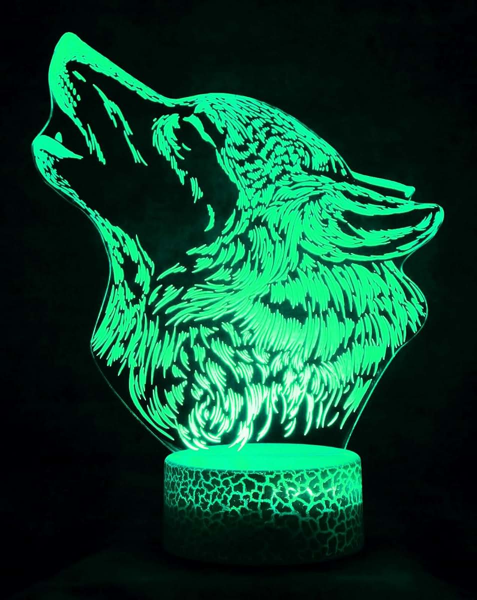 Jinnwell 3D Wolf Night Light With 16 Color Changing Modes (photo 4)