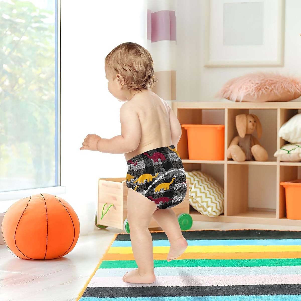 decor gift Little Boys Underwear Potty Training Leakproof Plaid Dinosaur Gray Nighttime Training Underwear Shorts for (photo 3)