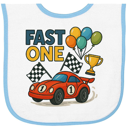 Inktastic Race Car First Birthday Baby Terry Cloth Bib