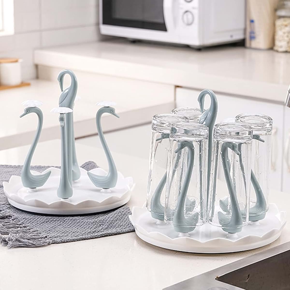 Kukyller Kitchen Drain Cup Holder, Swan Cup Holder with Rotating Drip Tray Swan with Rotating Drip Tray Plastic (photo 2)