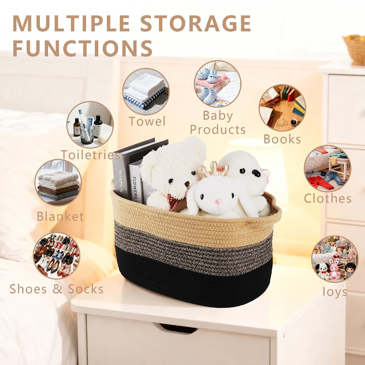 Aofangshiye Cotton Rope Braid Storage Basket 3-Piece Set (photo 3)