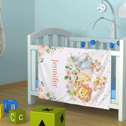 CADE Customize Blanket with Name Personalized Blanket for Kids Adults Personalized Baby Blanket Elephant Personalized (photo 2)