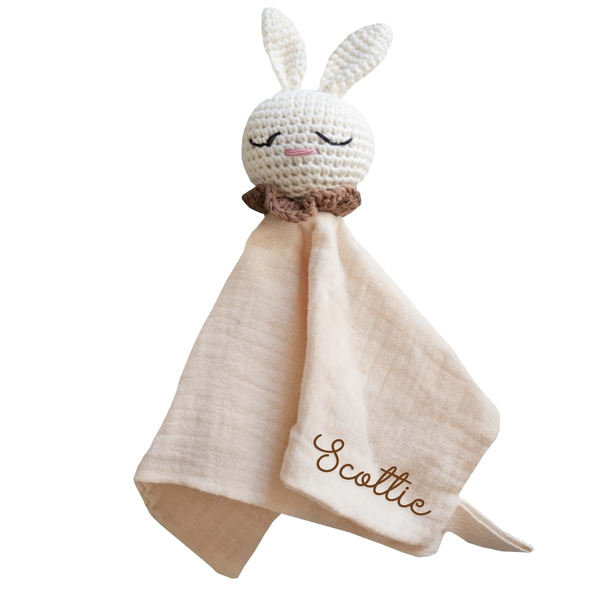 Big Newsies Personalized Bunny Lovey Beige Security Blanket