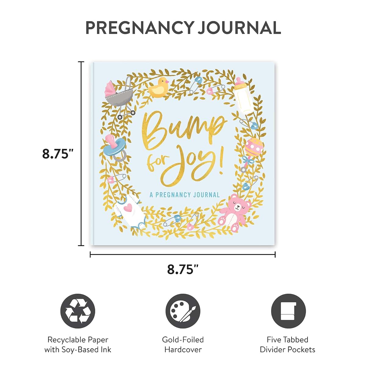 Studio Oh! Pregnancy Journal Bump for Joy Hardcover 9 x 9 in Books Blue (photo 2)