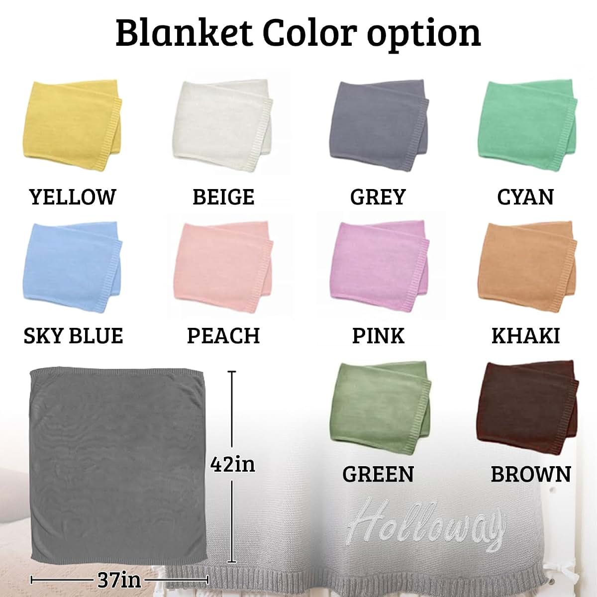 TTMIZA Personalized Baby Knit Blanket Custom Embroidered with Name for Newborn Baby Boy and Girl Nursery Blankets Gifts (photo 3)