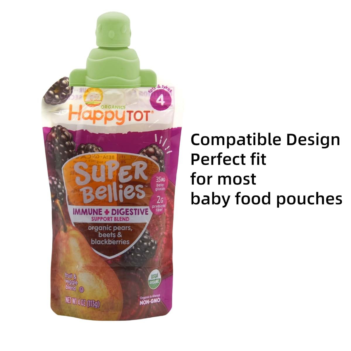 Silicone No-Spill Squeeze Pouch Topper for Toddlers, Easy-Grip Valve Style