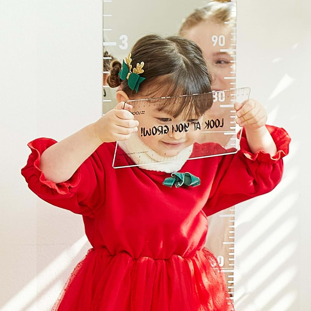 Growth Chart Mirror for Wall - Acrylic Height Measuring Ruler