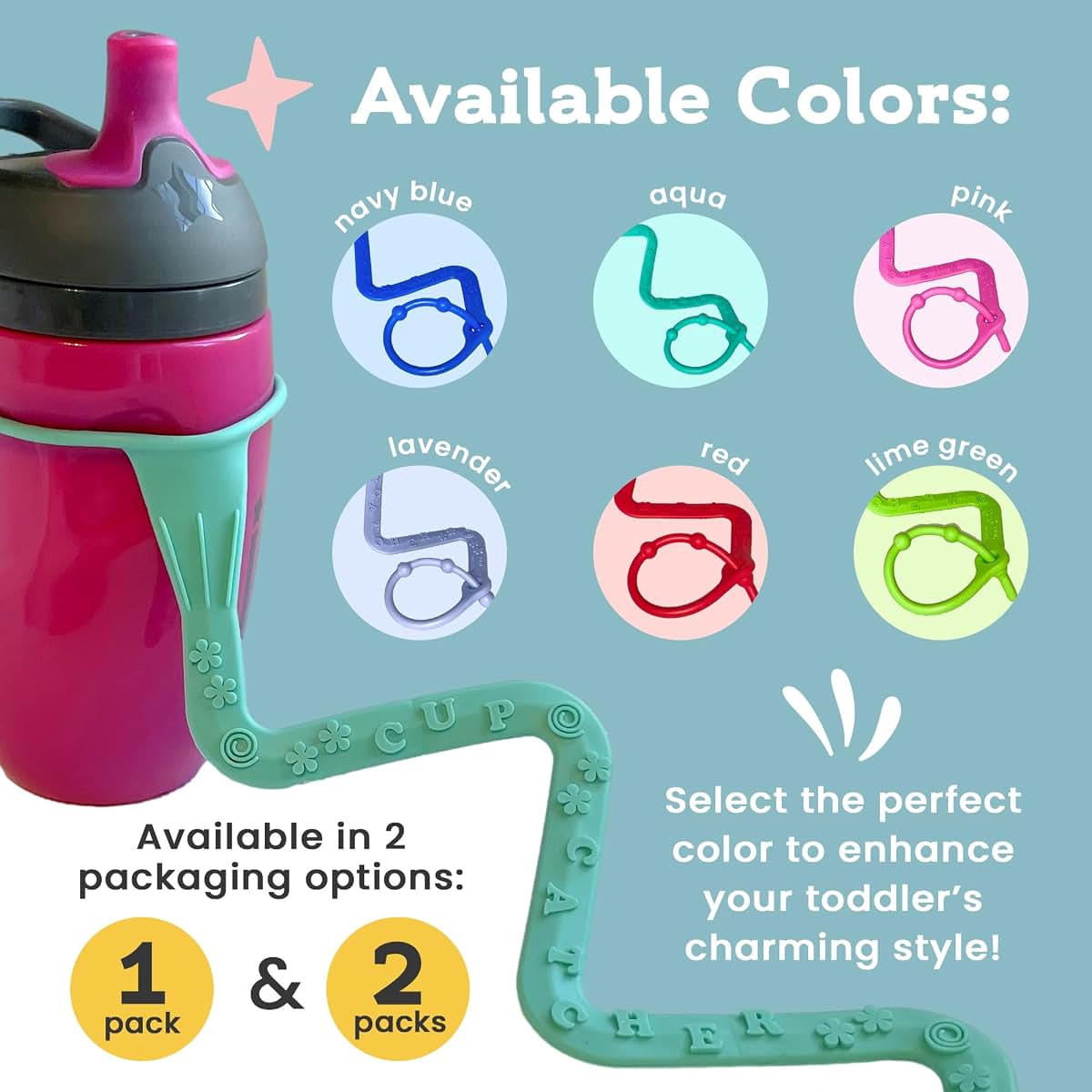 Brilli Baby Cup Catcher Tether Strap in Pink (photo 3)