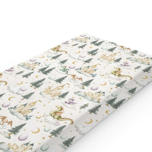 S2tMhb Cartoon Dragons Pattern Changing Pad Cover Liner for Unisex Baby,Castle Theme Snug Fitted Diaper Table Covers