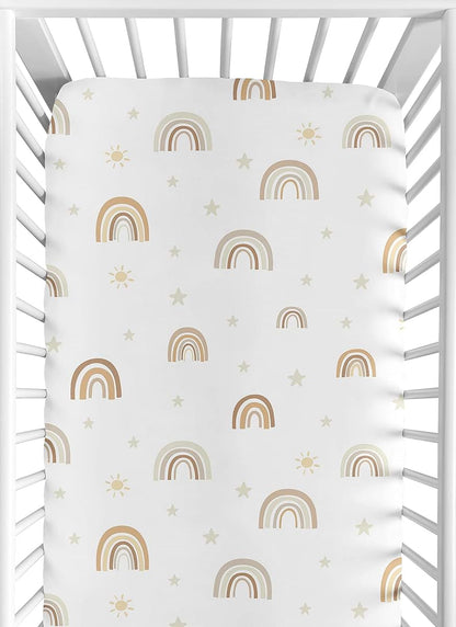 Sweet Jojo Designs Boho Rainbow Crib Sheet for Baby or Toddler Nursery