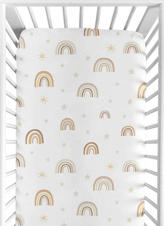 Sweet Jojo Designs Boho Rainbow Crib Sheet for Baby or Toddler Nursery